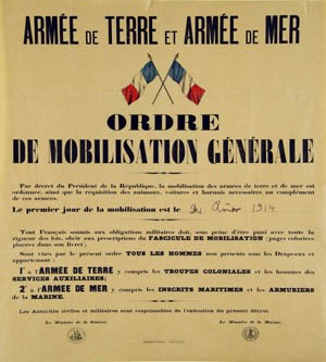 Mobilisation générale le 2 août 1914
