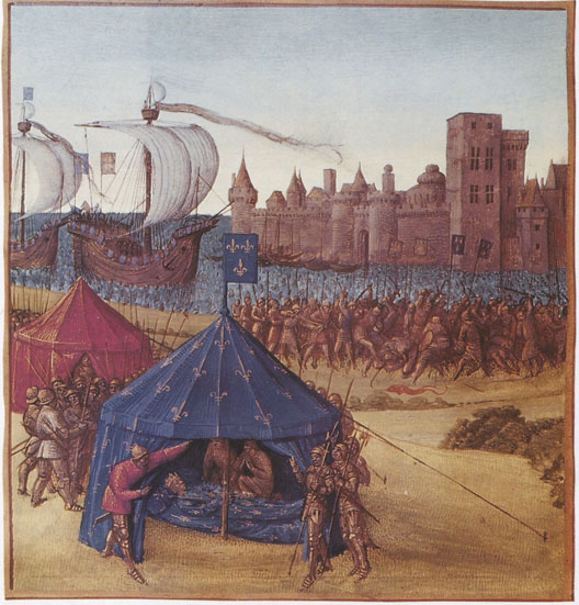 Mort de Saint Louis devant Tunis (miniature du XVe siècle, BNF)